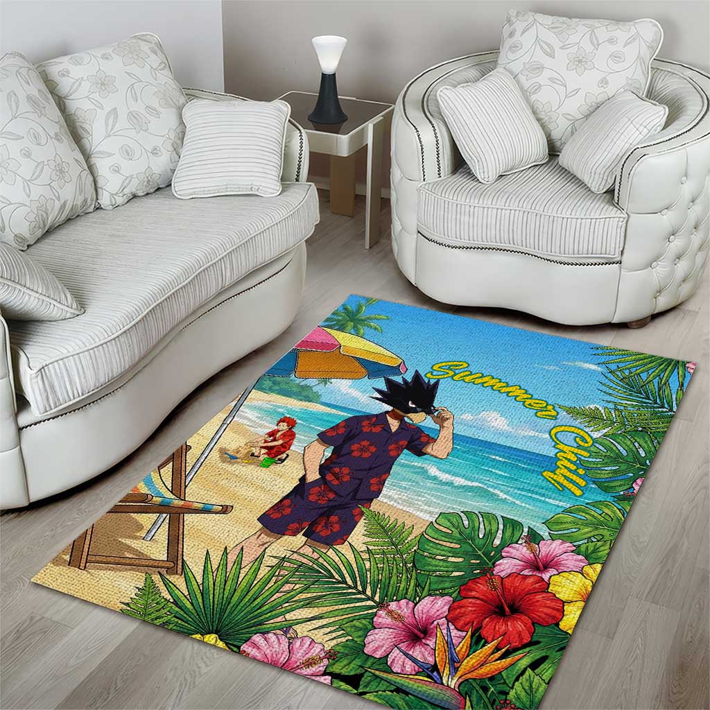 Fumikage Tokoyami Summer Chill Area Rug Tropical Anime Beach Mood