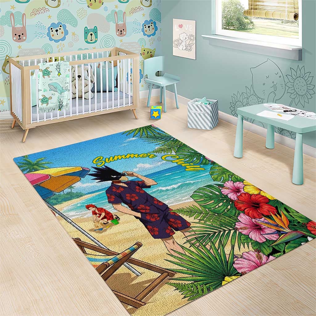 Fumikage Tokoyami Summer Chill Area Rug Tropical Anime Beach Mood