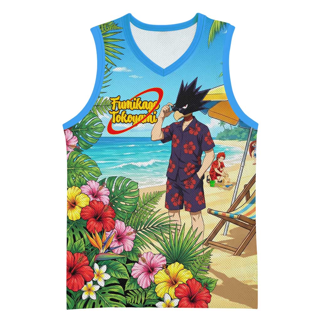 Fumikage Tokoyami Summer Chill Basketball Jersey Tropical Anime Beach Mood