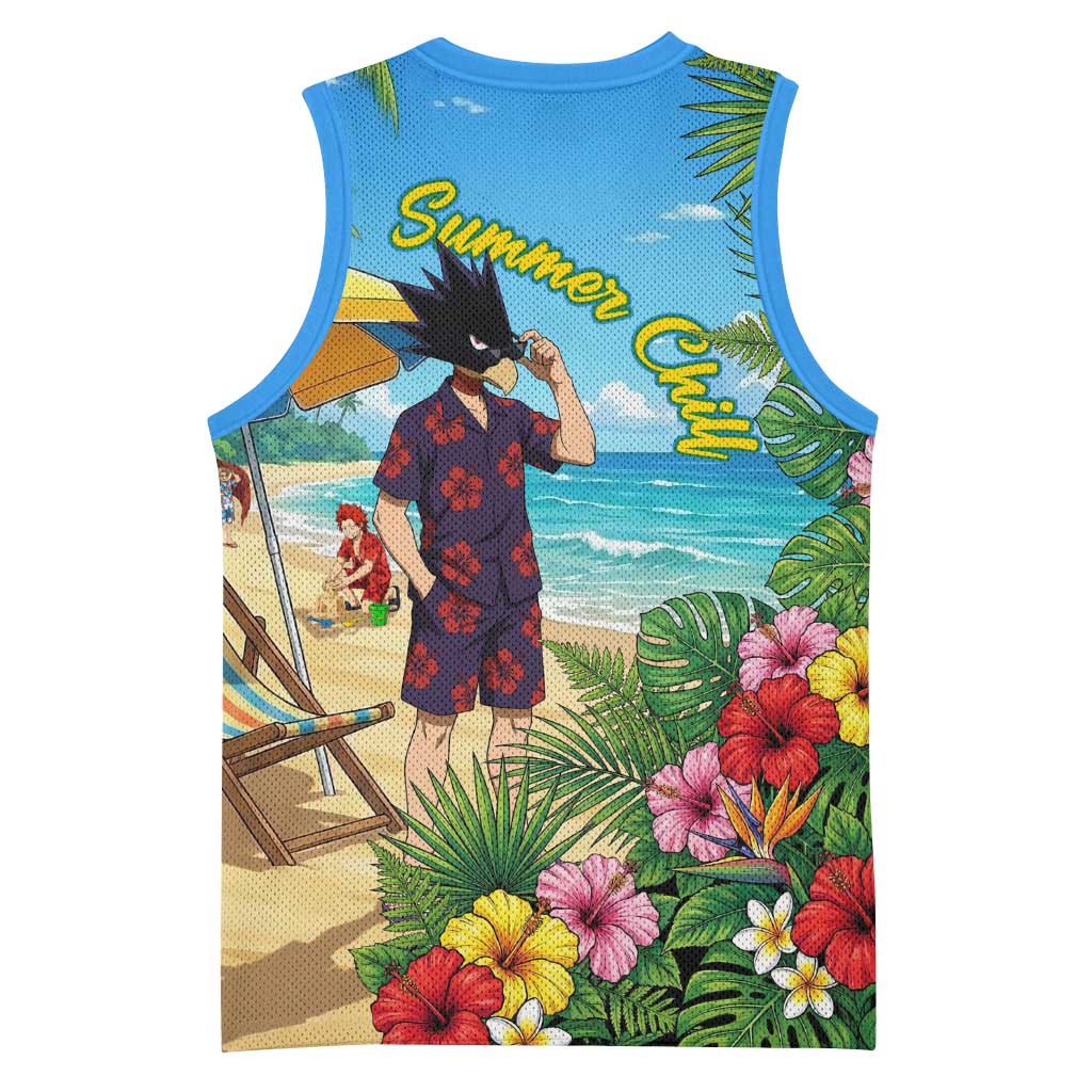 Fumikage Tokoyami Summer Chill Basketball Jersey Tropical Anime Beach Mood