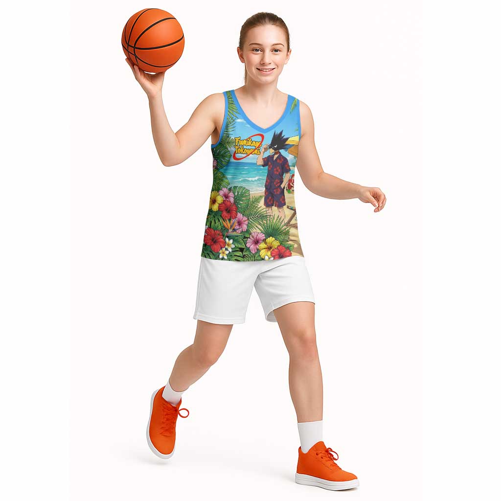 Fumikage Tokoyami Summer Chill Basketball Jersey Tropical Anime Beach Mood