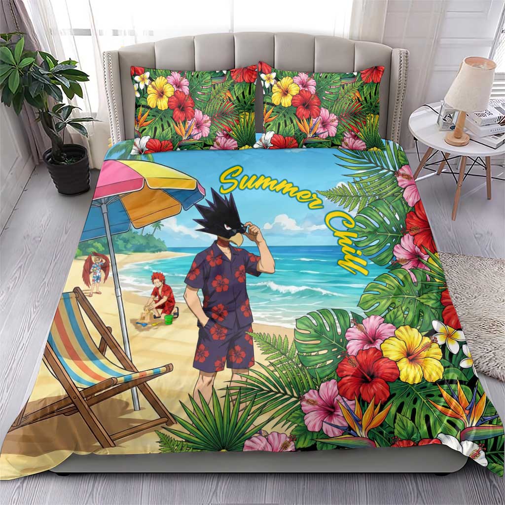 Fumikage Tokoyami Summer Chill Bedding Set Tropical Anime Beach Mood