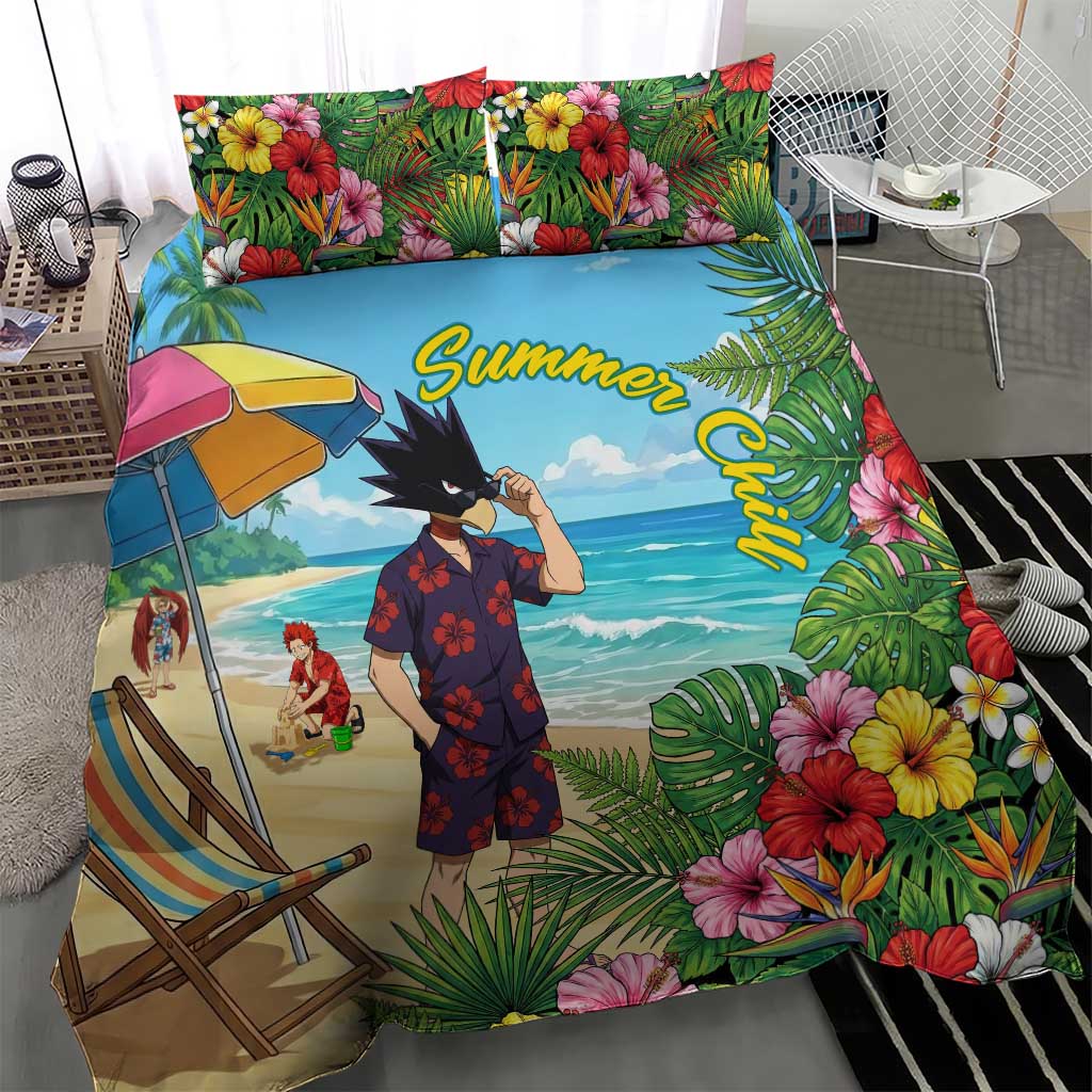 Fumikage Tokoyami Summer Chill Bedding Set Tropical Anime Beach Mood