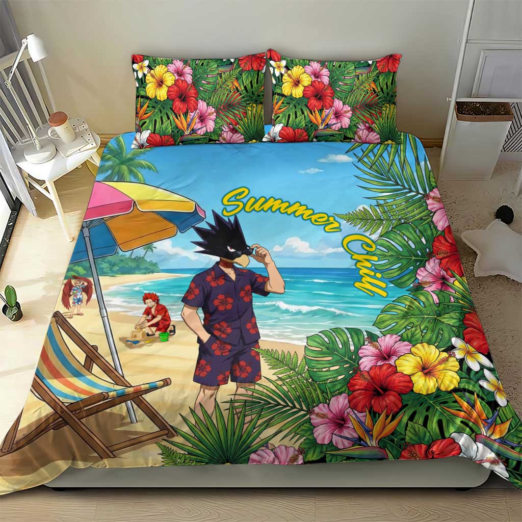 Fumikage Tokoyami Summer Chill Bedding Set Tropical Anime Beach Mood