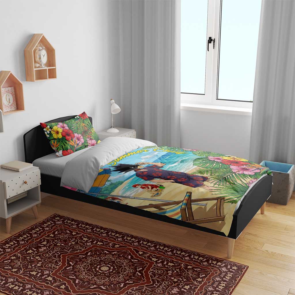 Fumikage Tokoyami Summer Chill Bedding Set Tropical Anime Beach Mood