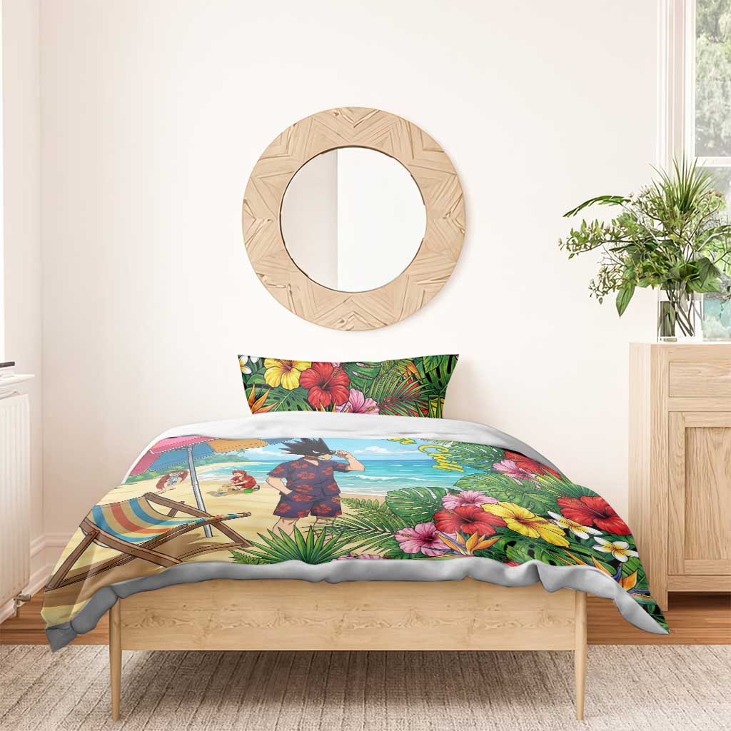 Fumikage Tokoyami Summer Chill Bedding Set Tropical Anime Beach Mood
