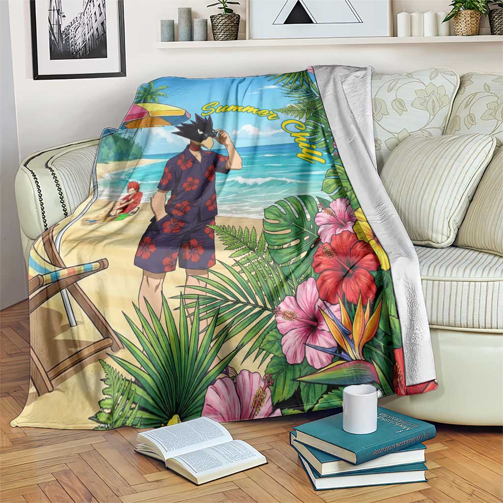 Fumikage Tokoyami Summer Chill Blanket Tropical Anime Beach Mood