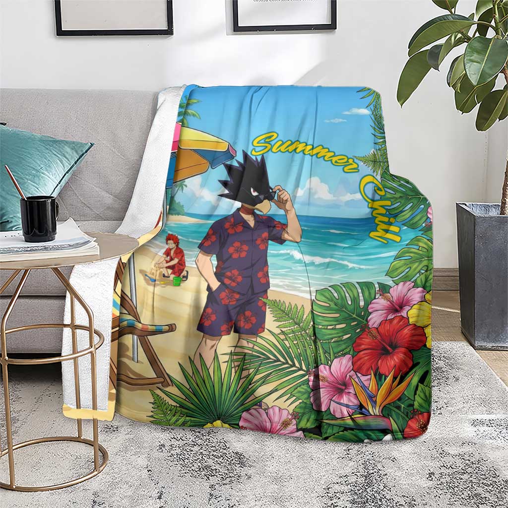 Fumikage Tokoyami Summer Chill Blanket Tropical Anime Beach Mood