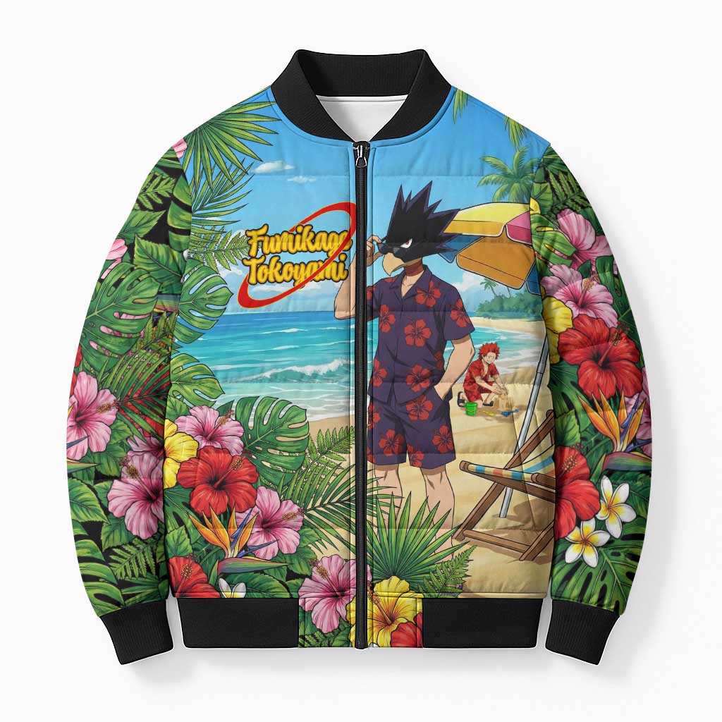 Fumikage Tokoyami Summer Chill Bomber Puffer Jacket Tropical Anime Beach Mood