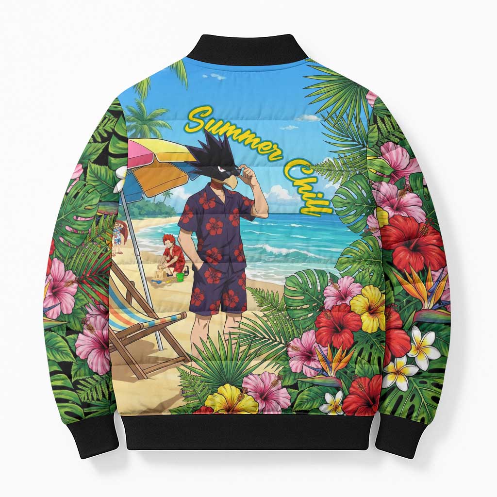 Fumikage Tokoyami Summer Chill Bomber Puffer Jacket Tropical Anime Beach Mood