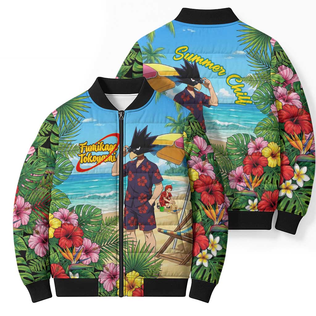 Fumikage Tokoyami Summer Chill Bomber Puffer Jacket Tropical Anime Beach Mood
