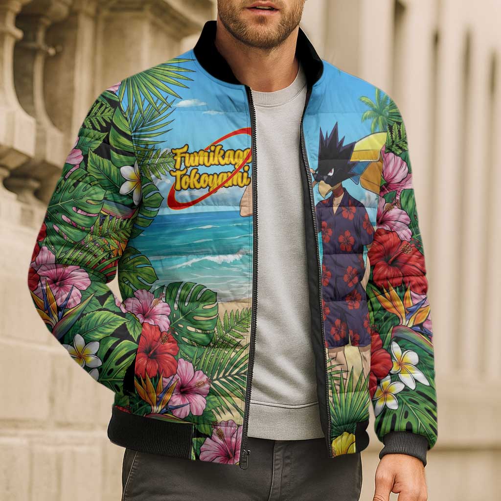 Fumikage Tokoyami Summer Chill Bomber Puffer Jacket Tropical Anime Beach Mood