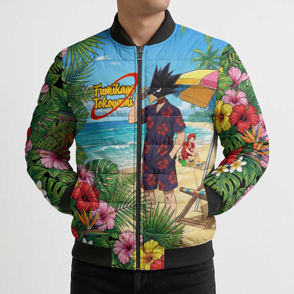 Fumikage Tokoyami Summer Chill Bomber Puffer Jacket Tropical Anime Beach Mood