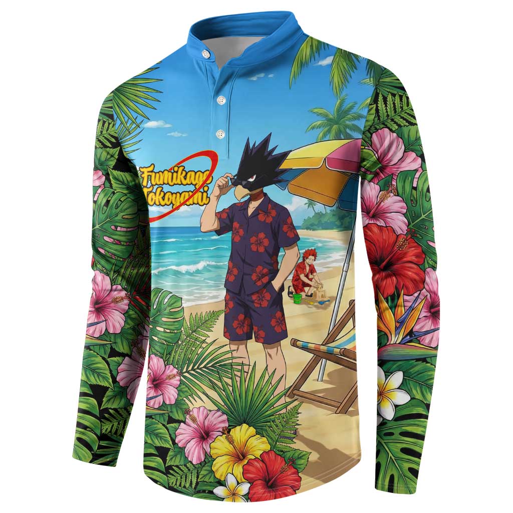 Fumikage Tokoyami Summer Chill Button Sweatshirt Tropical Anime Beach Mood