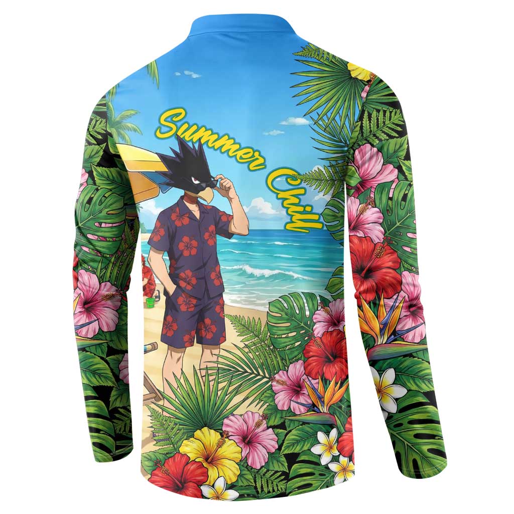 Fumikage Tokoyami Summer Chill Button Sweatshirt Tropical Anime Beach Mood