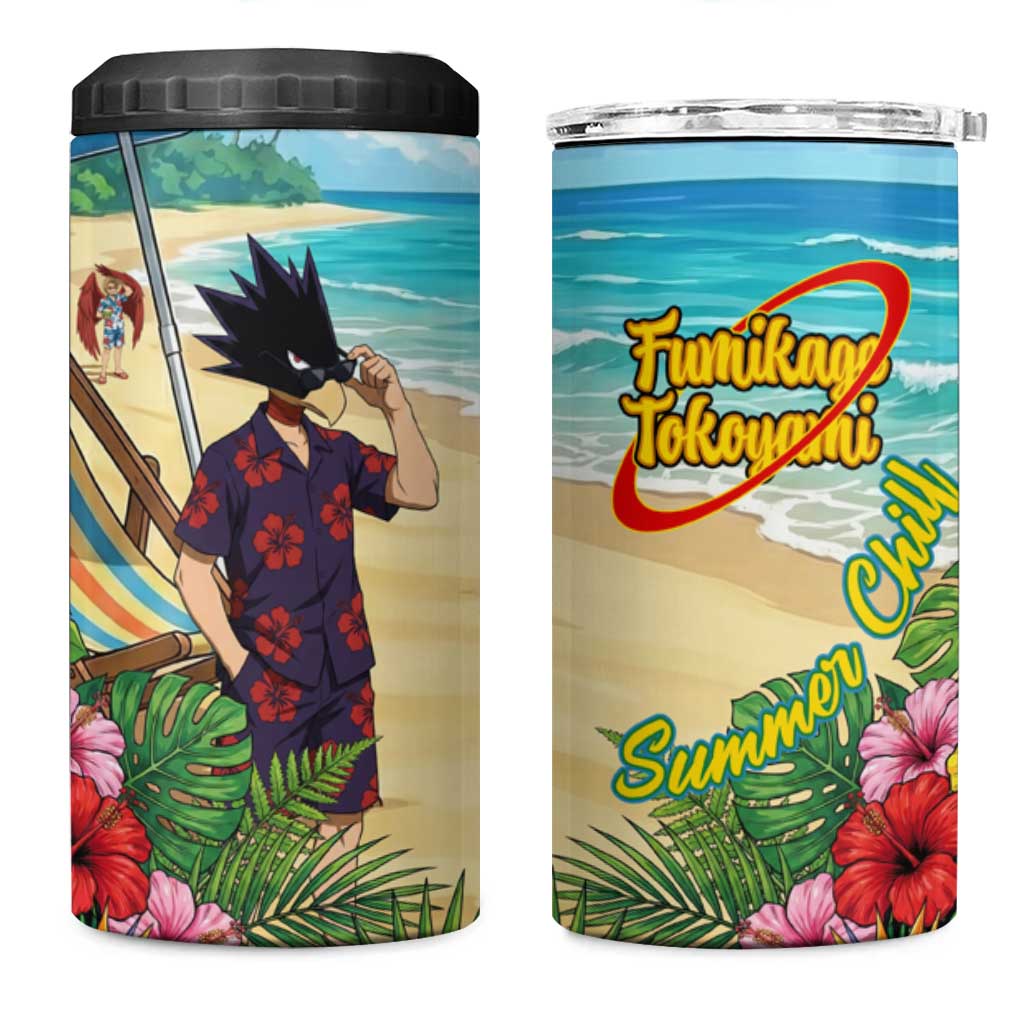 Fumikage Tokoyami Summer Chill 4 in 1 Can Cooler Tumbler Tropical Anime Beach Mood
