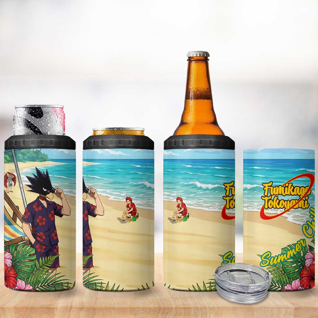 Fumikage Tokoyami Summer Chill 4 in 1 Can Cooler Tumbler Tropical Anime Beach Mood