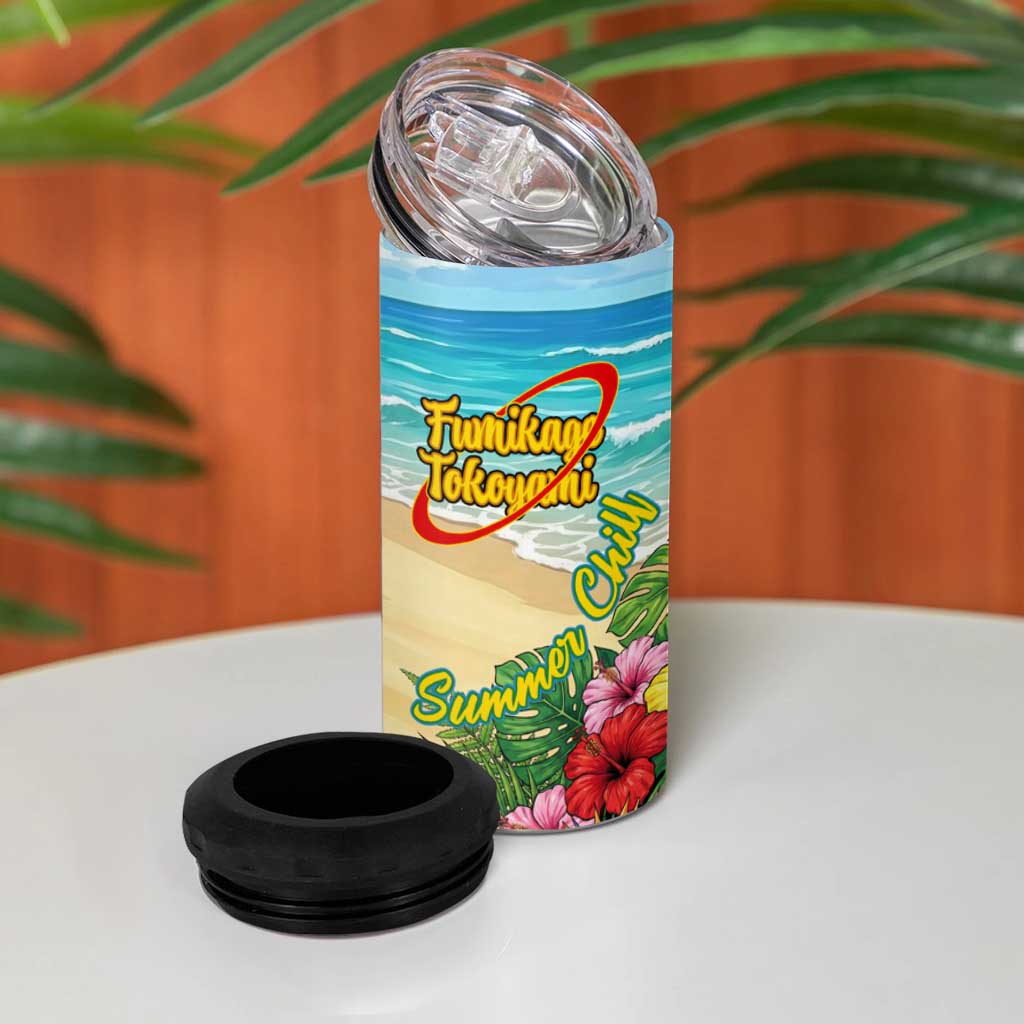 Fumikage Tokoyami Summer Chill 4 in 1 Can Cooler Tumbler Tropical Anime Beach Mood
