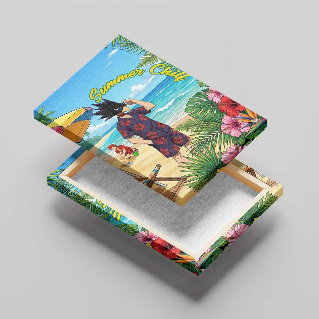 Fumikage Tokoyami Summer Chill Canvas Wall Art Tropical Anime Beach Mood