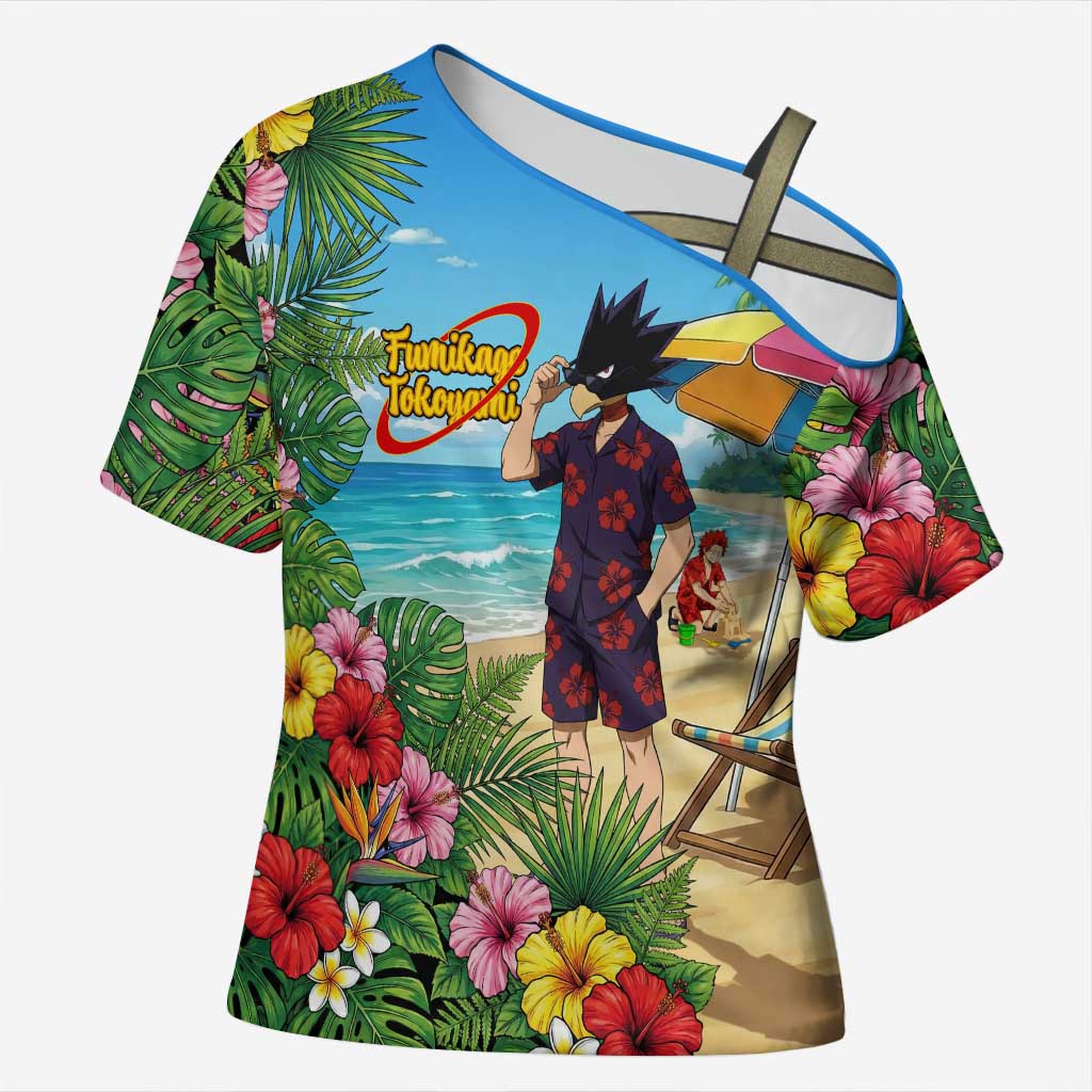 Fumikage Tokoyami Summer Chill Cross Shoulder Shirt Tropical Anime Beach Mood