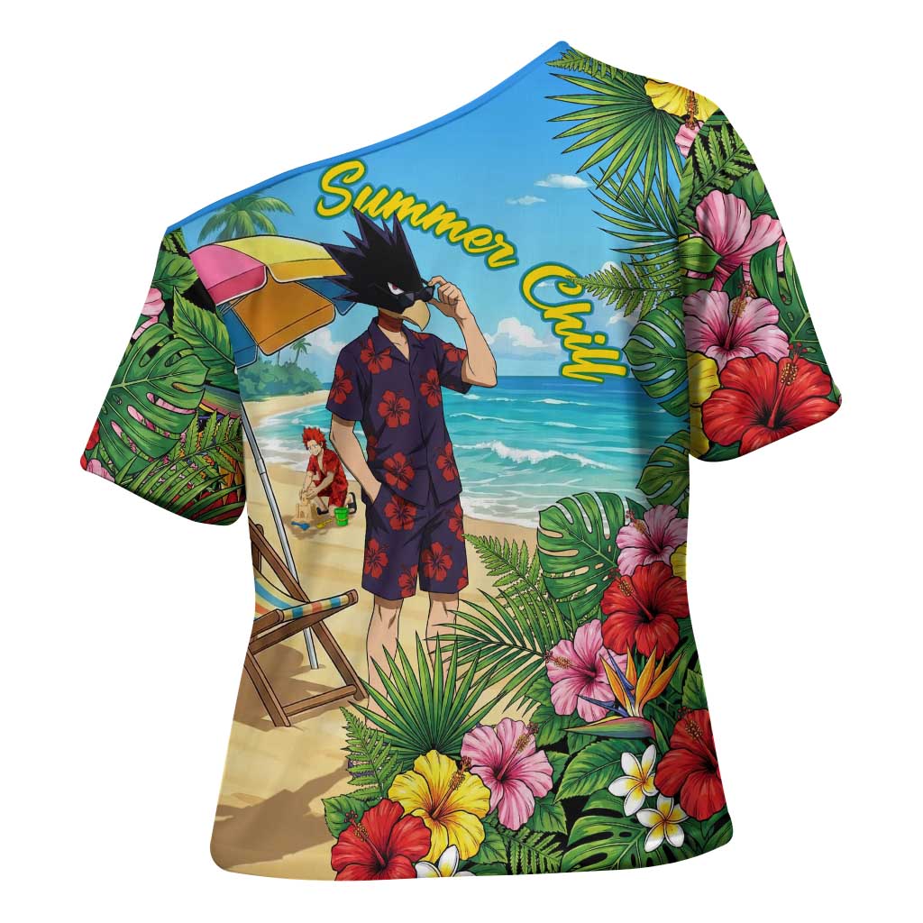 Fumikage Tokoyami Summer Chill Cross Shoulder Shirt Tropical Anime Beach Mood
