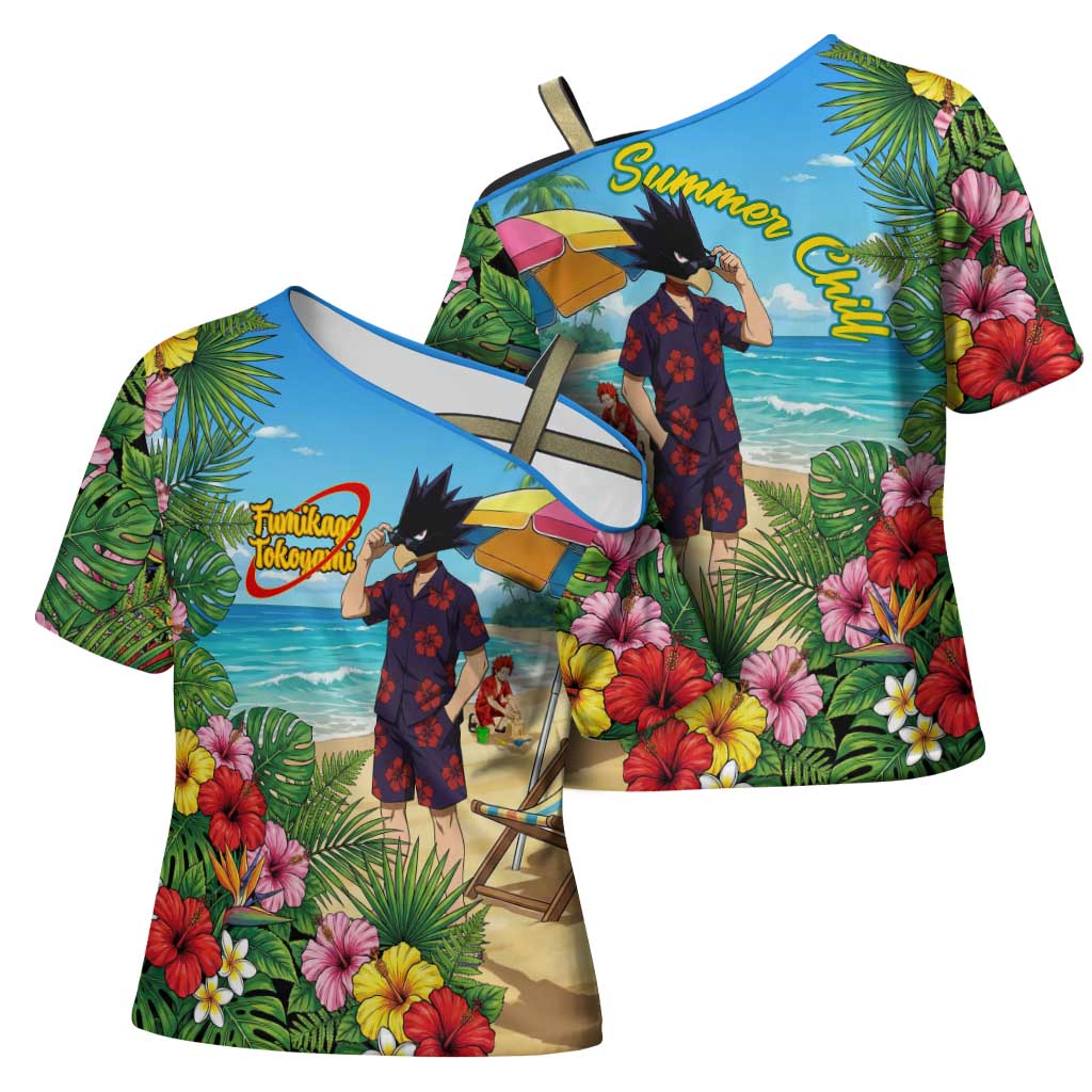 Fumikage Tokoyami Summer Chill Cross Shoulder Shirt Tropical Anime Beach Mood