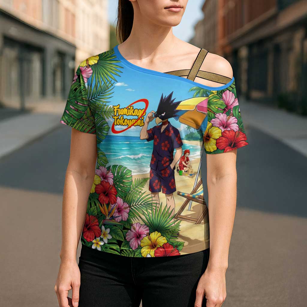 Fumikage Tokoyami Summer Chill Cross Shoulder Shirt Tropical Anime Beach Mood