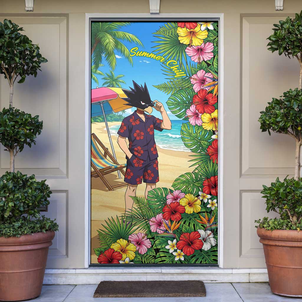 Fumikage Tokoyami Summer Chill Door Cover Tropical Anime Beach Mood
