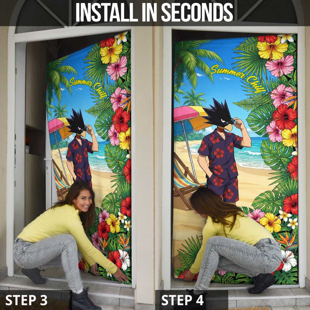 Fumikage Tokoyami Summer Chill Door Cover Tropical Anime Beach Mood