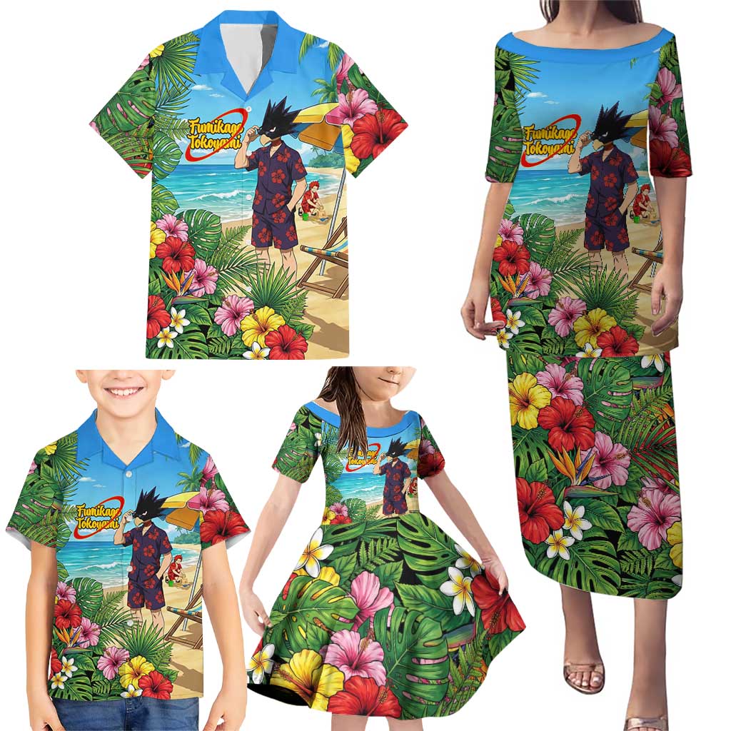 Fumikage Tokoyami Summer Chill Family Matching Puletasi and Hawaiian Shirt Tropical Anime Beach Mood