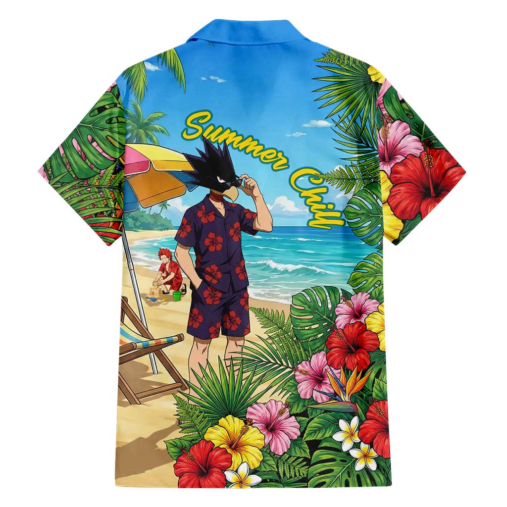 Fumikage Tokoyami Summer Chill Family Matching Summer Maxi Dress and Hawaiian Shirt Tropical Anime Beach Mood