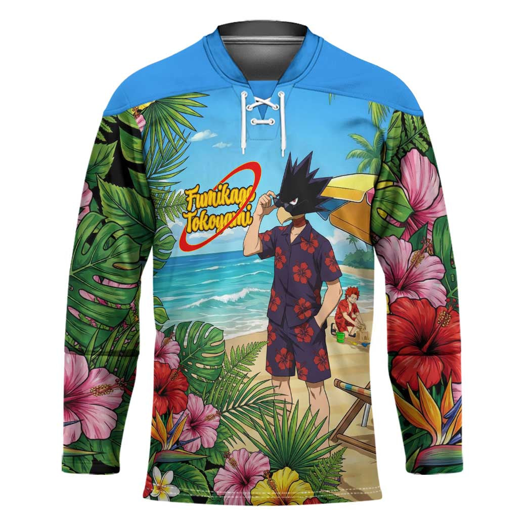 Fumikage Tokoyami Summer Chill Hockey Jersey Tropical Anime Beach Mood