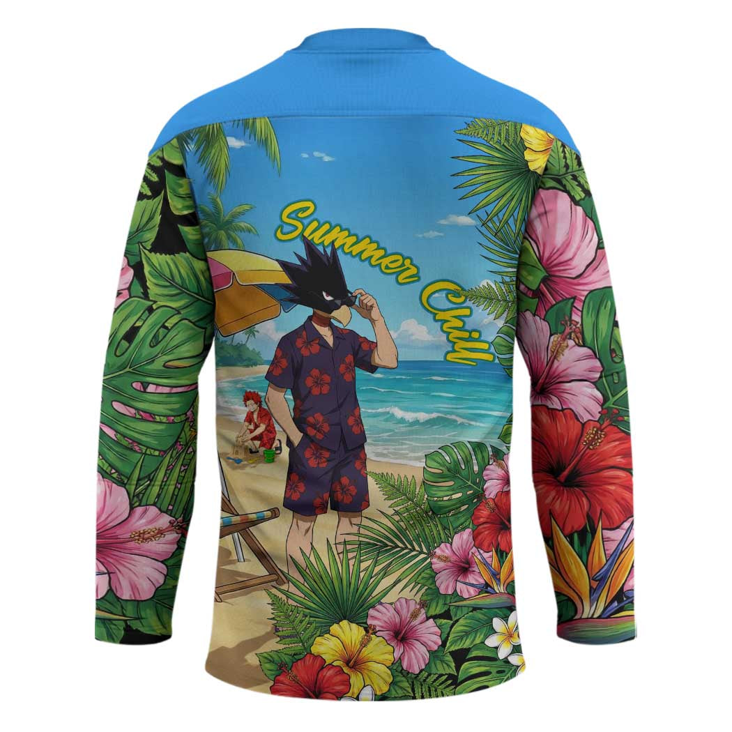 Fumikage Tokoyami Summer Chill Hockey Jersey Tropical Anime Beach Mood