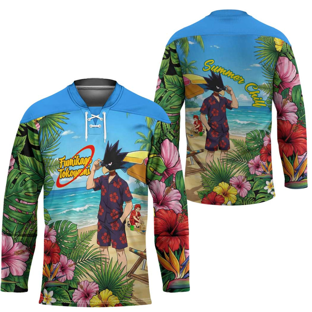 Fumikage Tokoyami Summer Chill Hockey Jersey Tropical Anime Beach Mood