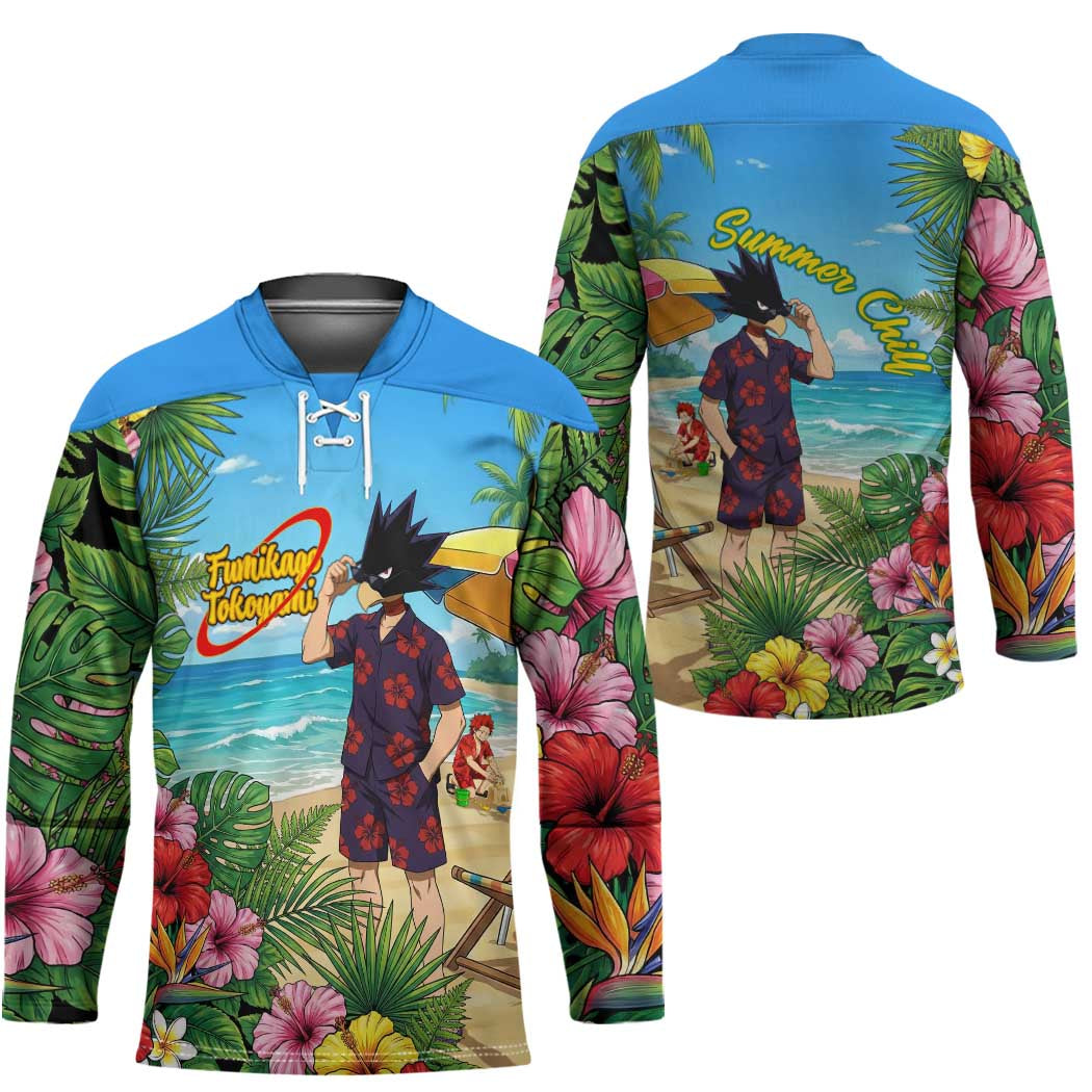 Fumikage Tokoyami Summer Chill Hockey Jersey Tropical Anime Beach Mood