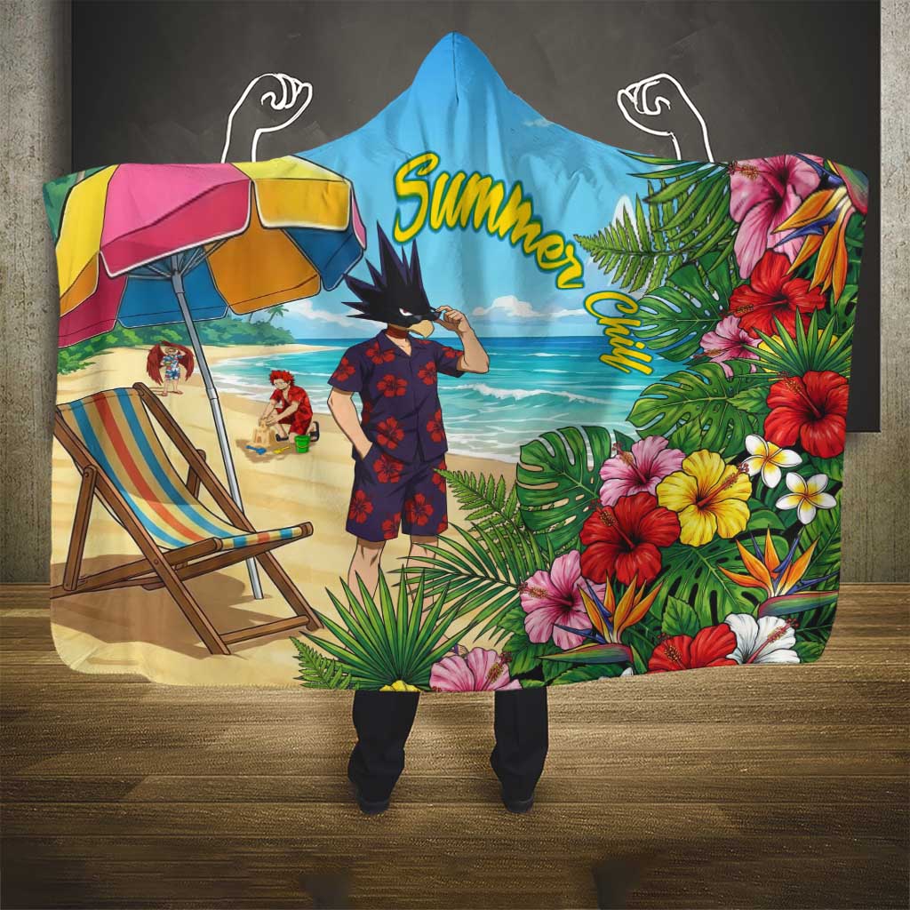 Fumikage Tokoyami Summer Chill Hooded Blanket Tropical Anime Beach Mood