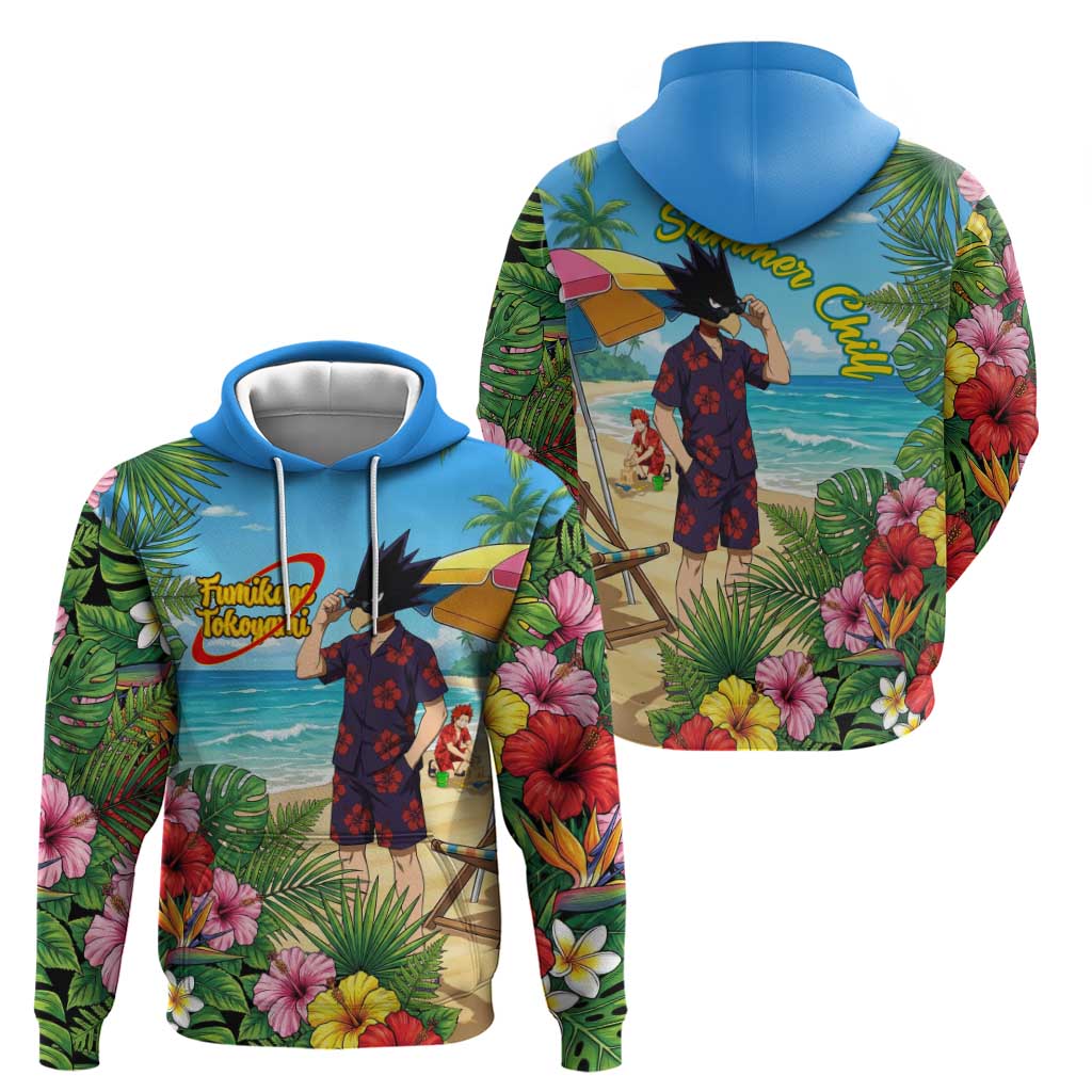 Fumikage Tokoyami Summer Chill Hoodie Tropical Anime Beach Mood