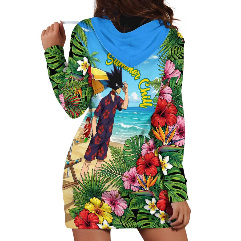 Fumikage Tokoyami Summer Chill Hoodie Dress Tropical Anime Beach Mood