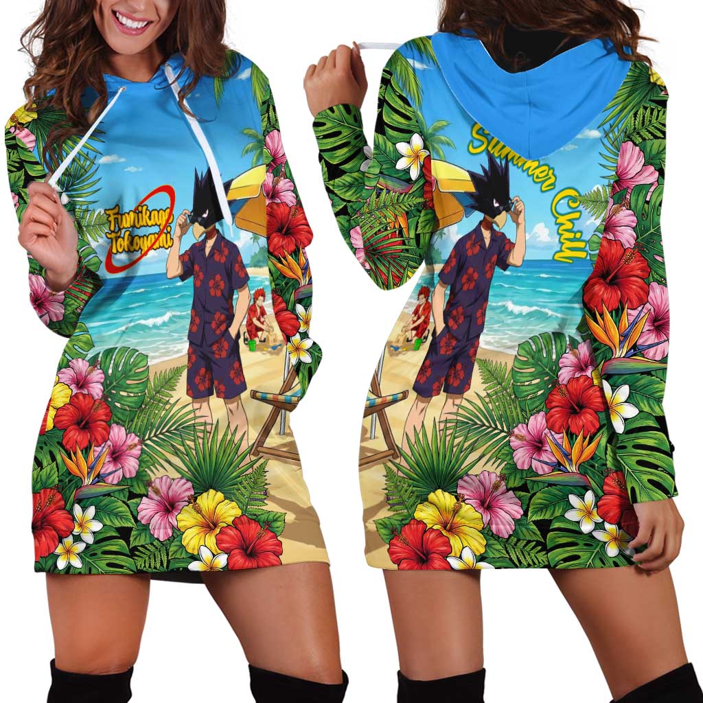 Fumikage Tokoyami Summer Chill Hoodie Dress Tropical Anime Beach Mood
