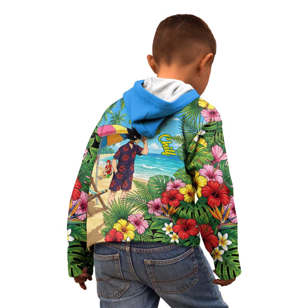 Fumikage Tokoyami Summer Chill Kid Hoodie Tropical Anime Beach Mood