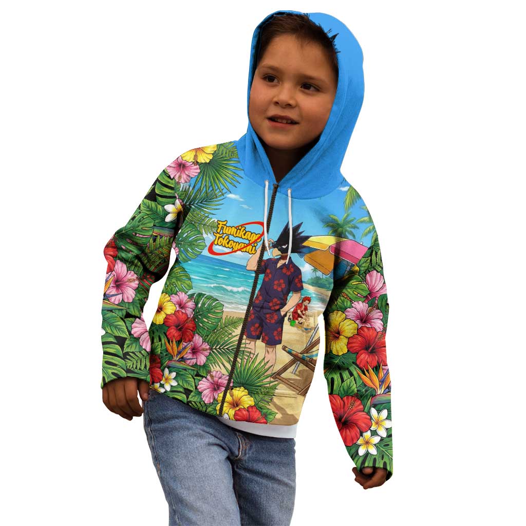 Fumikage Tokoyami Summer Chill Kid Hoodie Tropical Anime Beach Mood