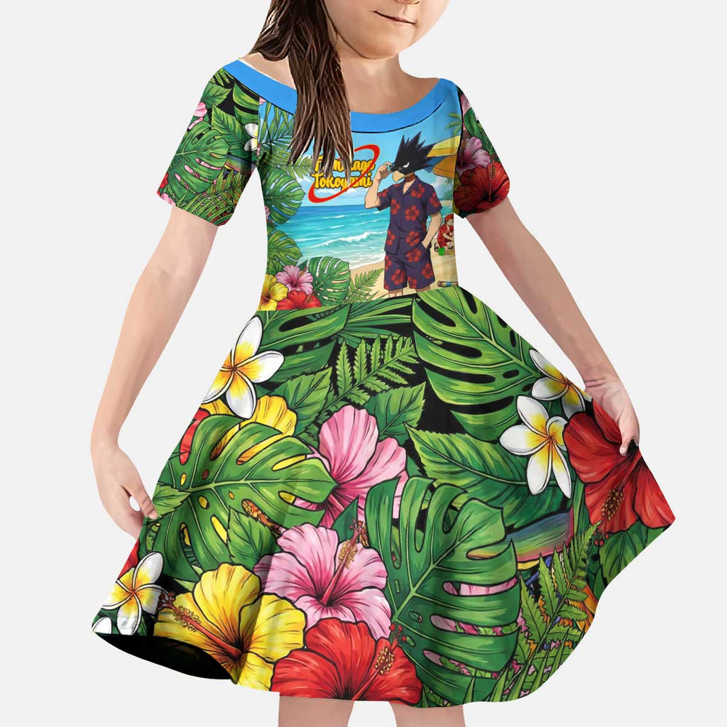 Fumikage Tokoyami Summer Chill Kid Short Sleeve Dress Tropical Anime Beach Mood