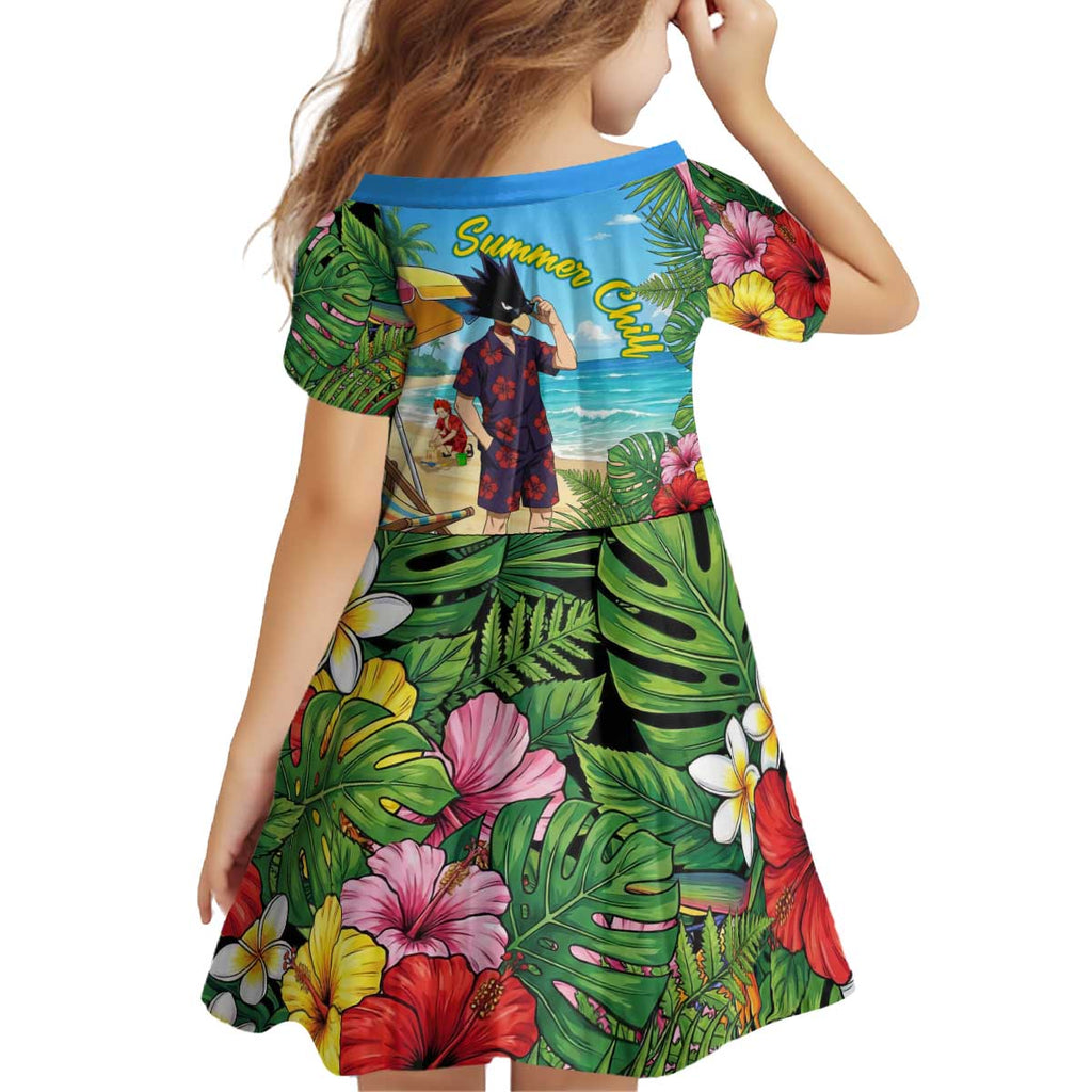 Fumikage Tokoyami Summer Chill Kid Short Sleeve Dress Tropical Anime Beach Mood
