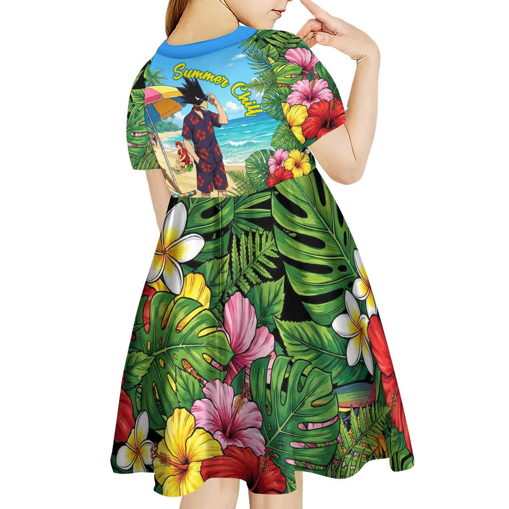Fumikage Tokoyami Summer Chill Kid Short Sleeve Dress Tropical Anime Beach Mood
