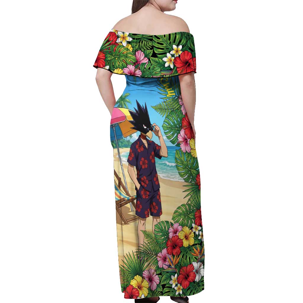 Fumikage Tokoyami Summer Chill Off Shoulder Maxi Dress Tropical Anime Beach Mood