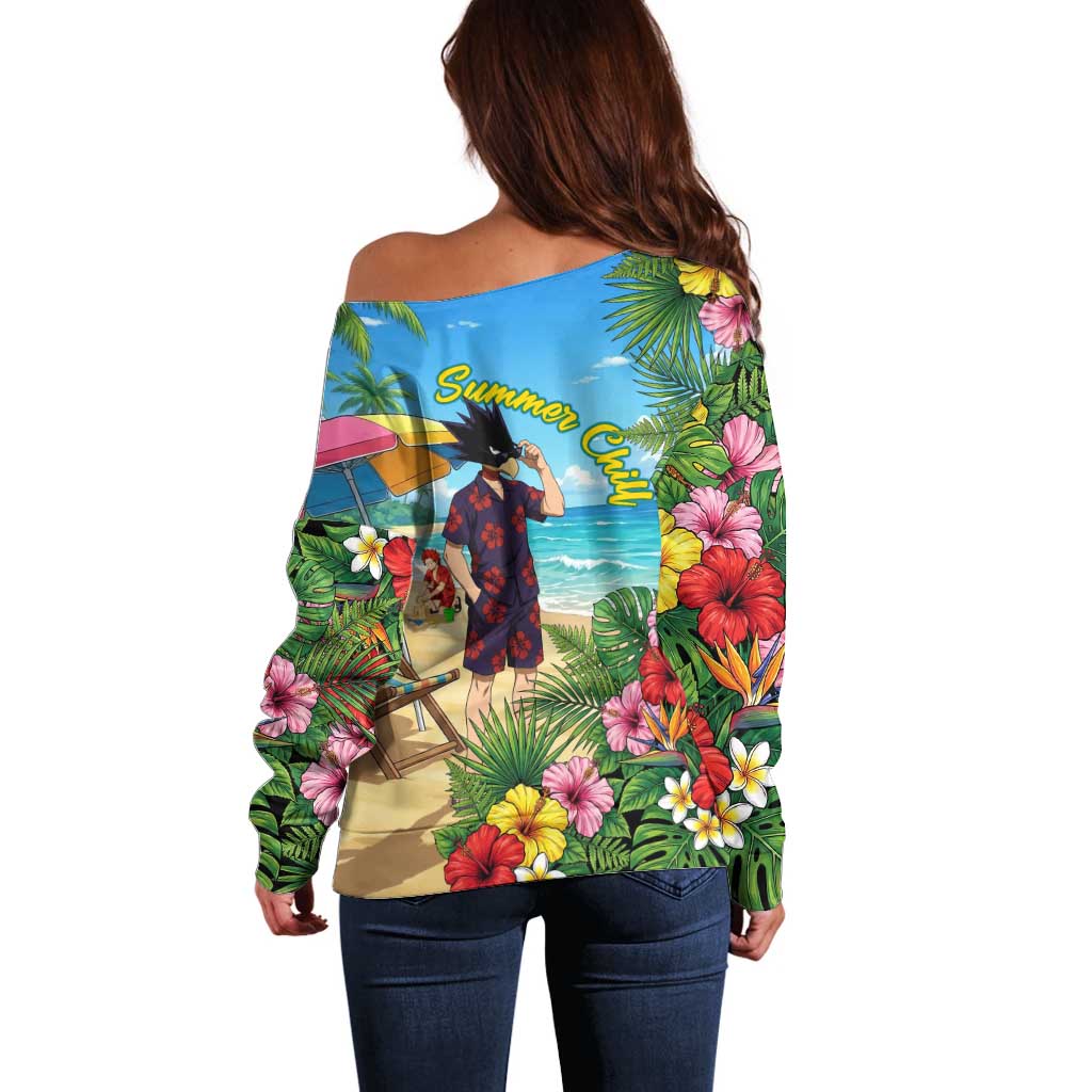 Fumikage Tokoyami Summer Chill Off Shoulder Sweater Tropical Anime Beach Mood