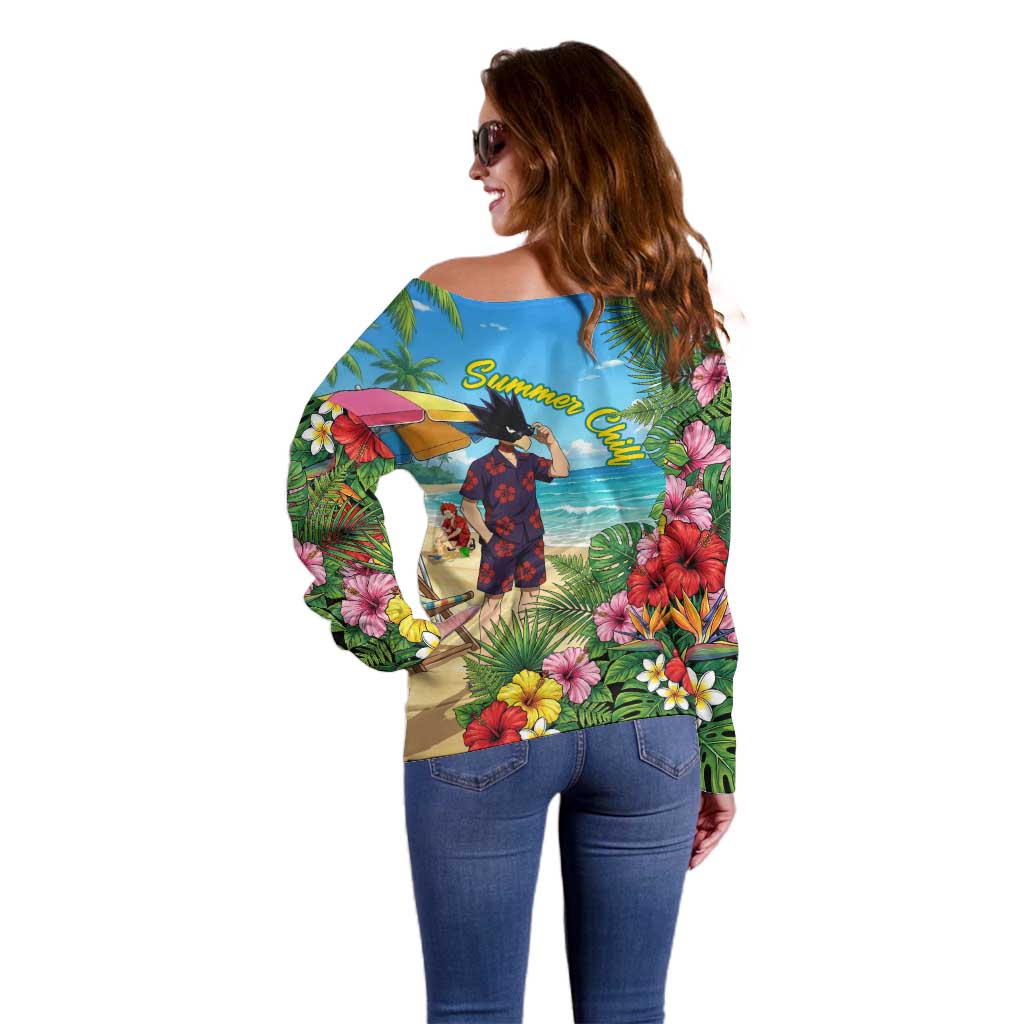 Fumikage Tokoyami Summer Chill Off Shoulder Sweater Tropical Anime Beach Mood