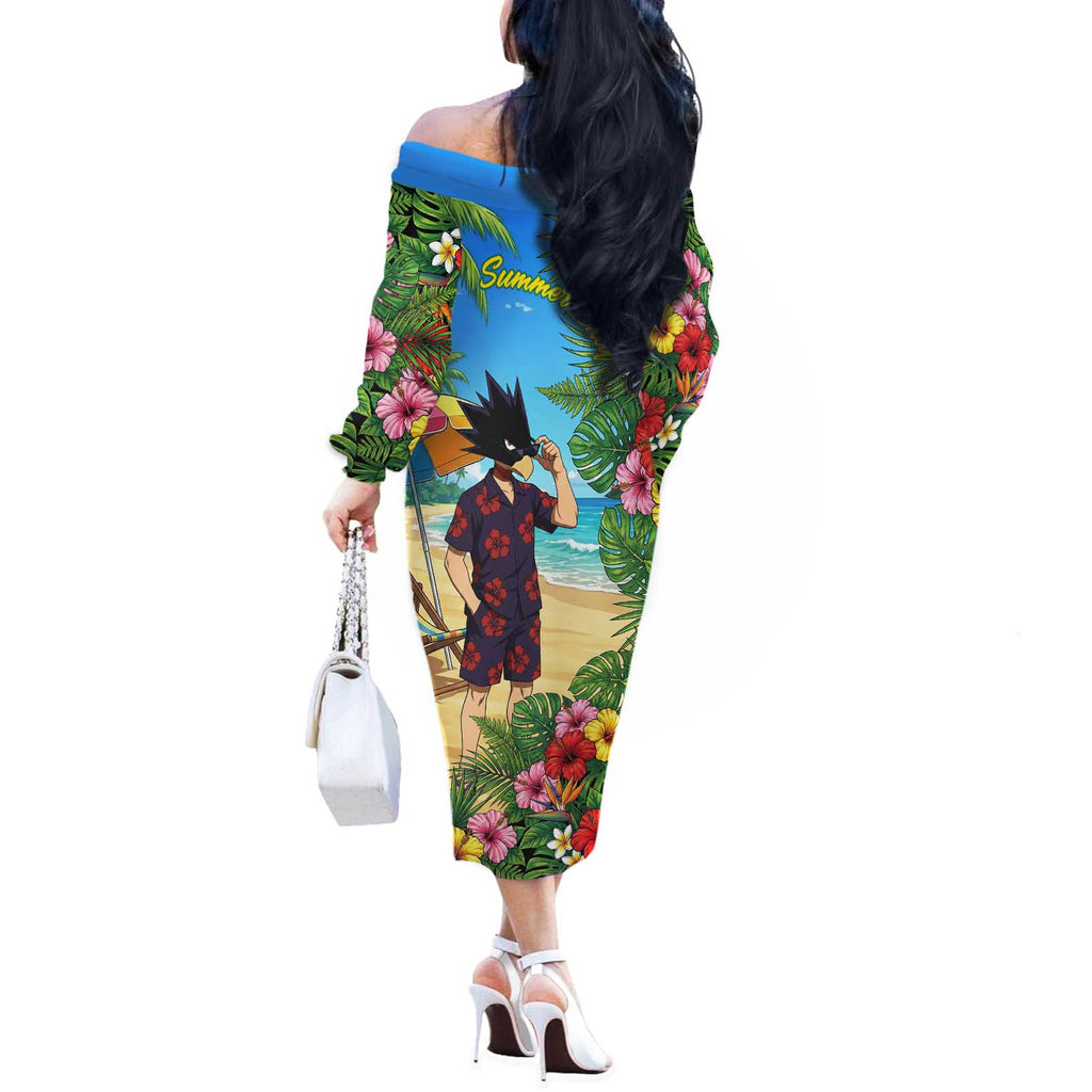 Fumikage Tokoyami Summer Chill Off The Shoulder Long Sleeve Dress Tropical Anime Beach Mood