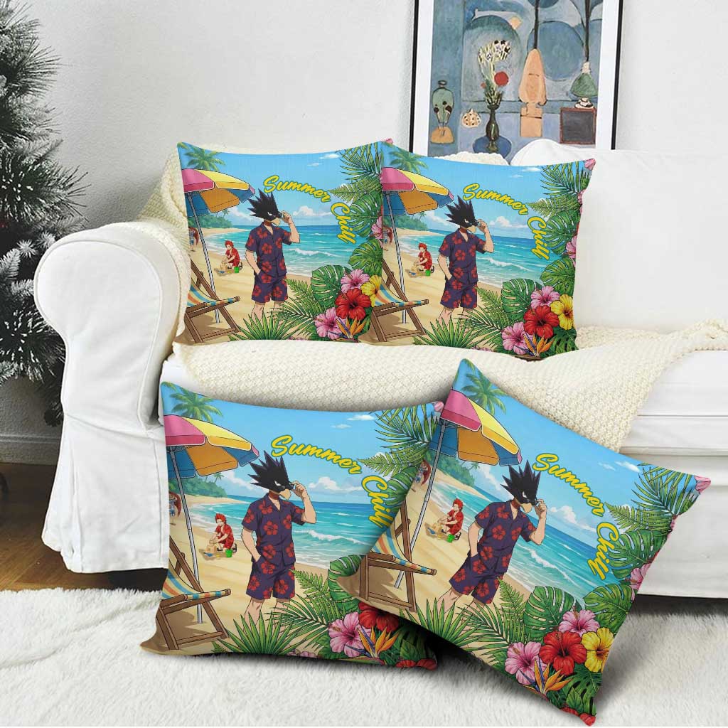 Fumikage Tokoyami Summer Chill Pillow Cover Tropical Anime Beach Mood