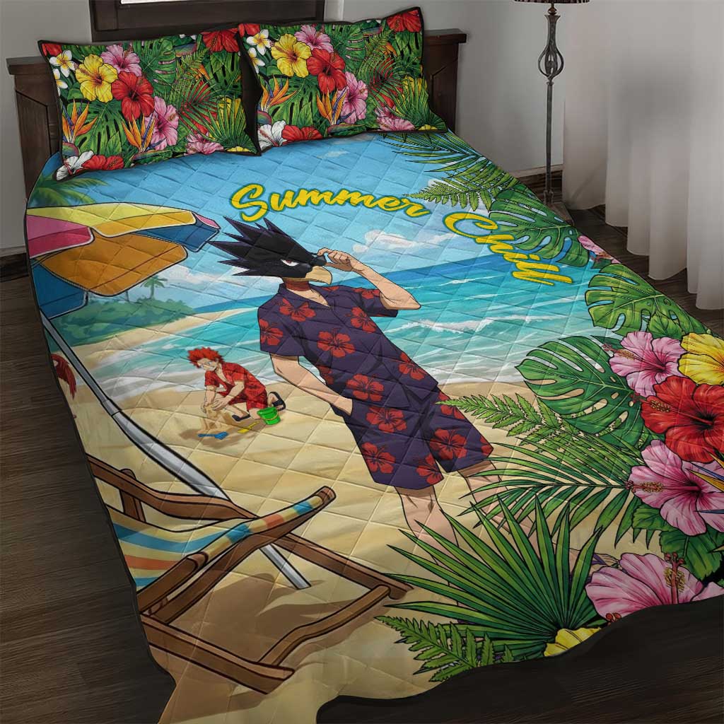 Fumikage Tokoyami Summer Chill Quilt Bed Set Tropical Anime Beach Mood
